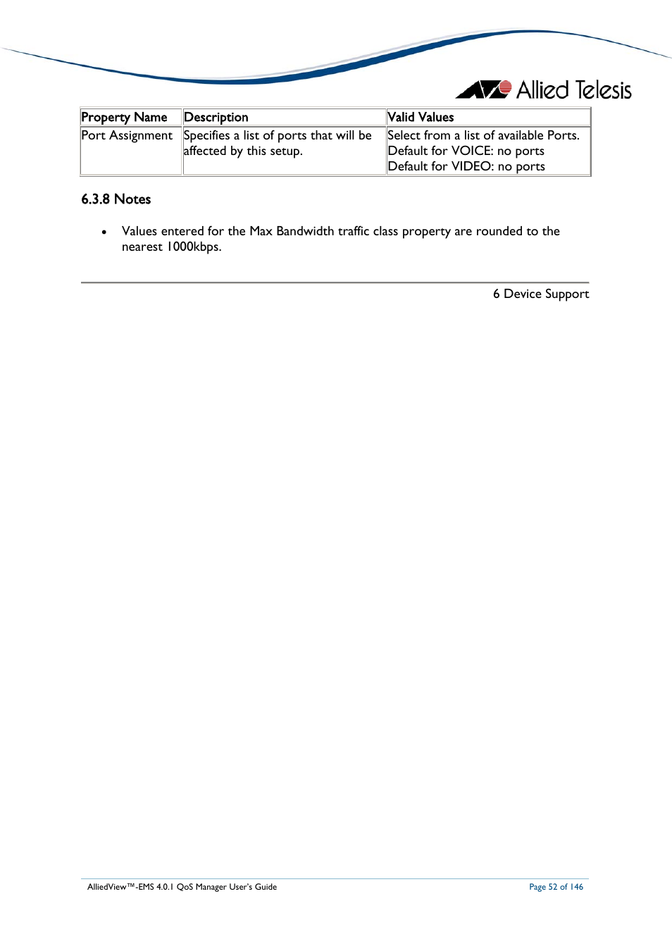 8 notes, Notes | Allied Telesis AlliedView-EMS 4.0.1 QoS MANAGER User Manual | Page 52 / 146