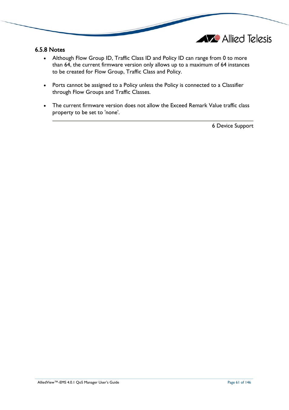 8 notes, Notes | Allied Telesis AlliedView-EMS 4.0.1 QoS MANAGER User Manual | Page 61 / 146