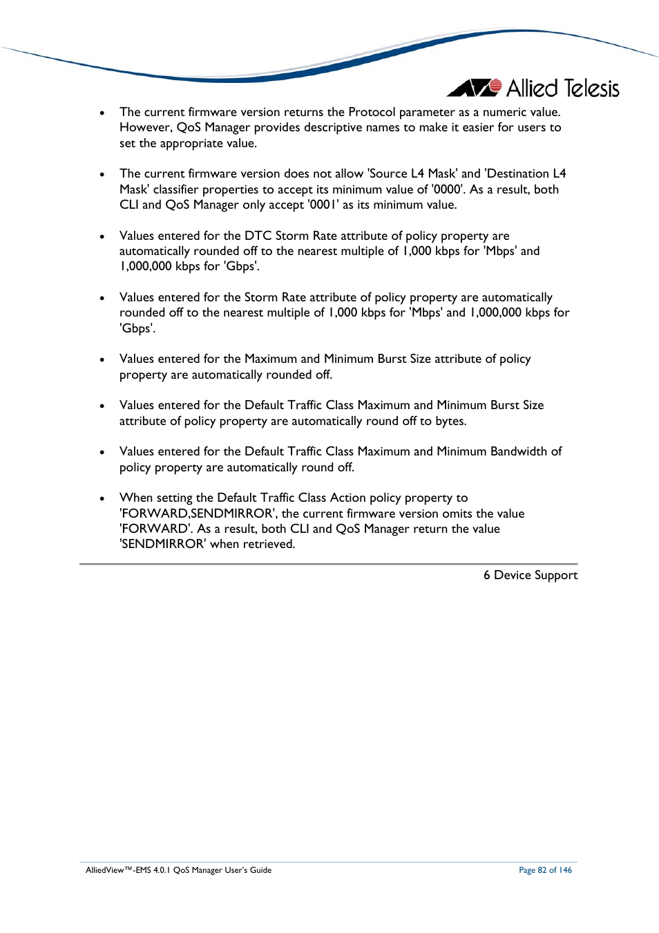 Allied Telesis AlliedView-EMS 4.0.1 QoS MANAGER User Manual | Page 82 / 146