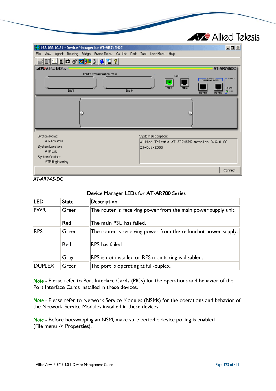 Allied Telesis AlliedView-EMS 4.0.1 DEVICE MANAGEMENT User Manual | Page 123 / 411