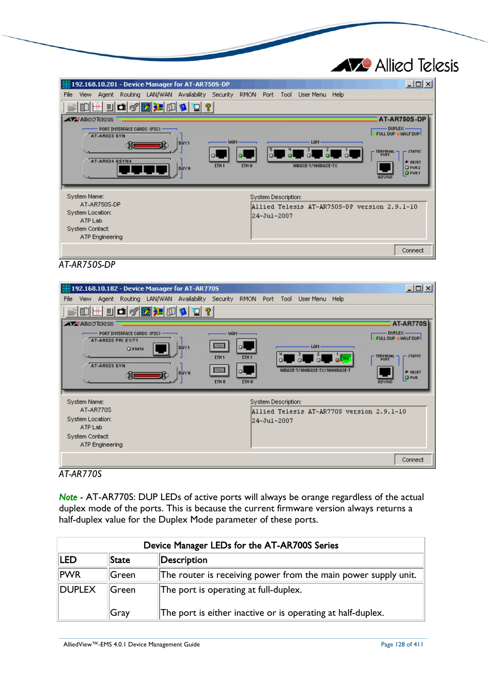 Allied Telesis AlliedView-EMS 4.0.1 DEVICE MANAGEMENT User Manual | Page 128 / 411