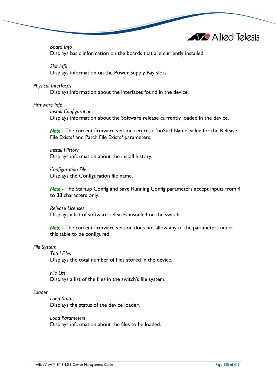 Allied Telesis AlliedView-EMS 4.0.1 DEVICE MANAGEMENT User Manual | Page 130 / 411