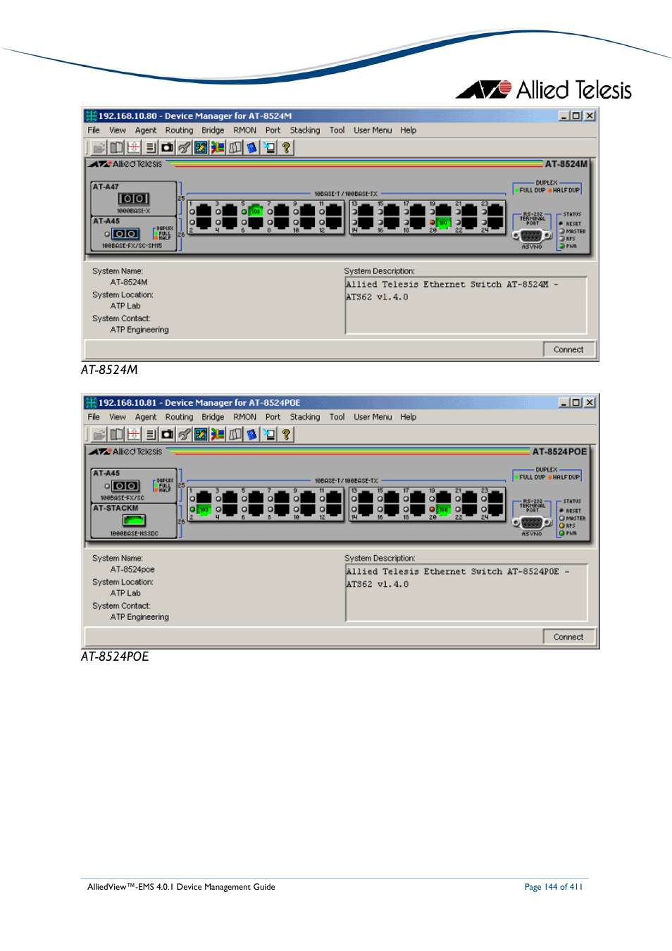 Allied Telesis AlliedView-EMS 4.0.1 DEVICE MANAGEMENT User Manual | Page 144 / 411