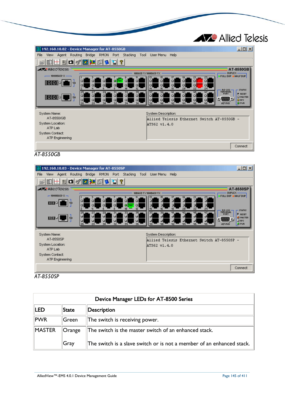 Allied Telesis AlliedView-EMS 4.0.1 DEVICE MANAGEMENT User Manual | Page 145 / 411