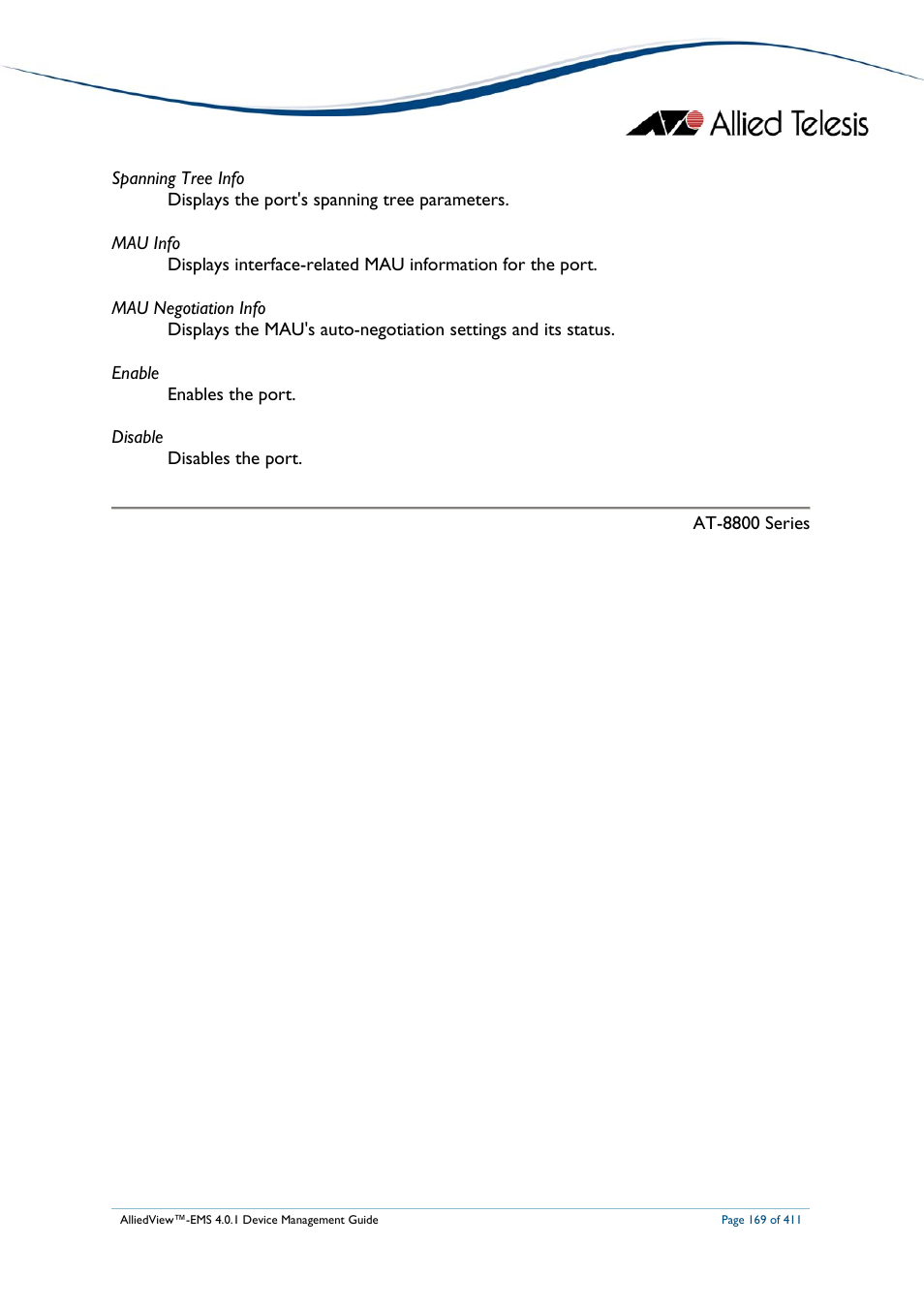 Allied Telesis AlliedView-EMS 4.0.1 DEVICE MANAGEMENT User Manual | Page 169 / 411