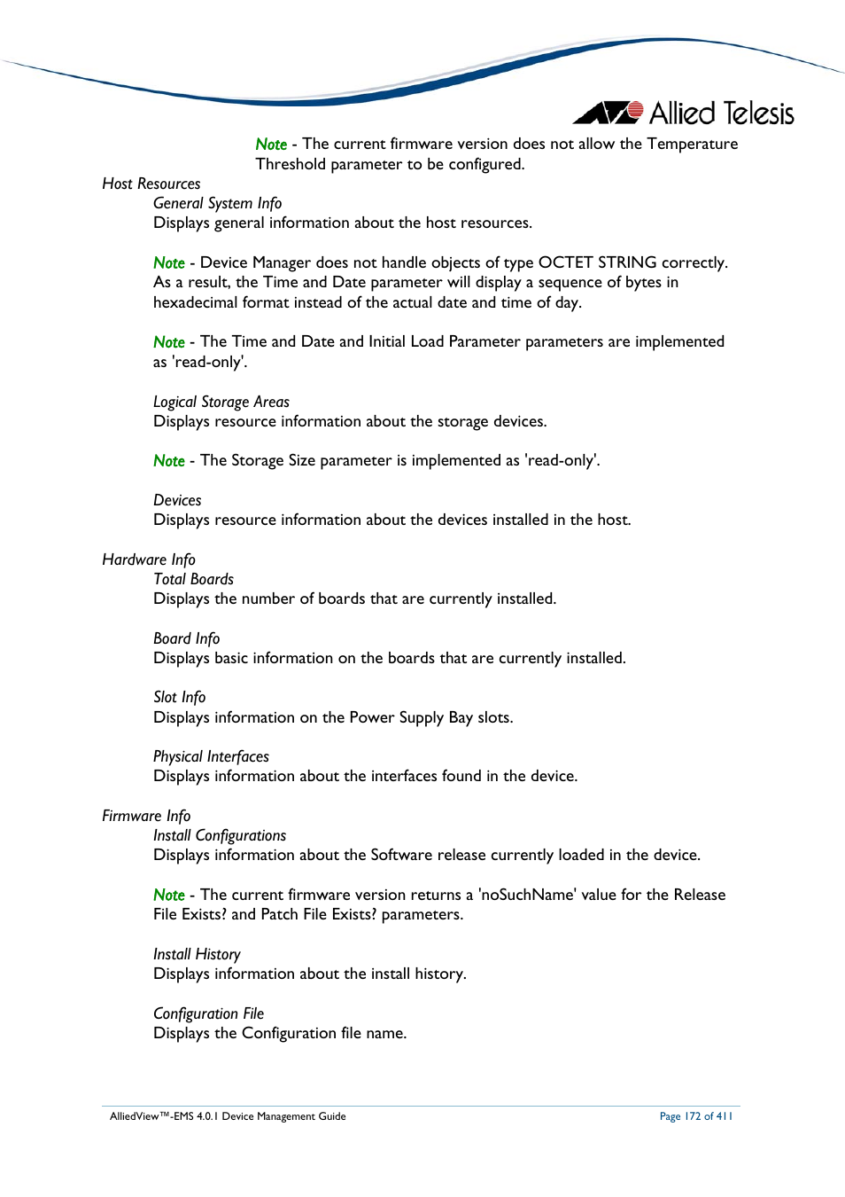 Allied Telesis AlliedView-EMS 4.0.1 DEVICE MANAGEMENT User Manual | Page 172 / 411