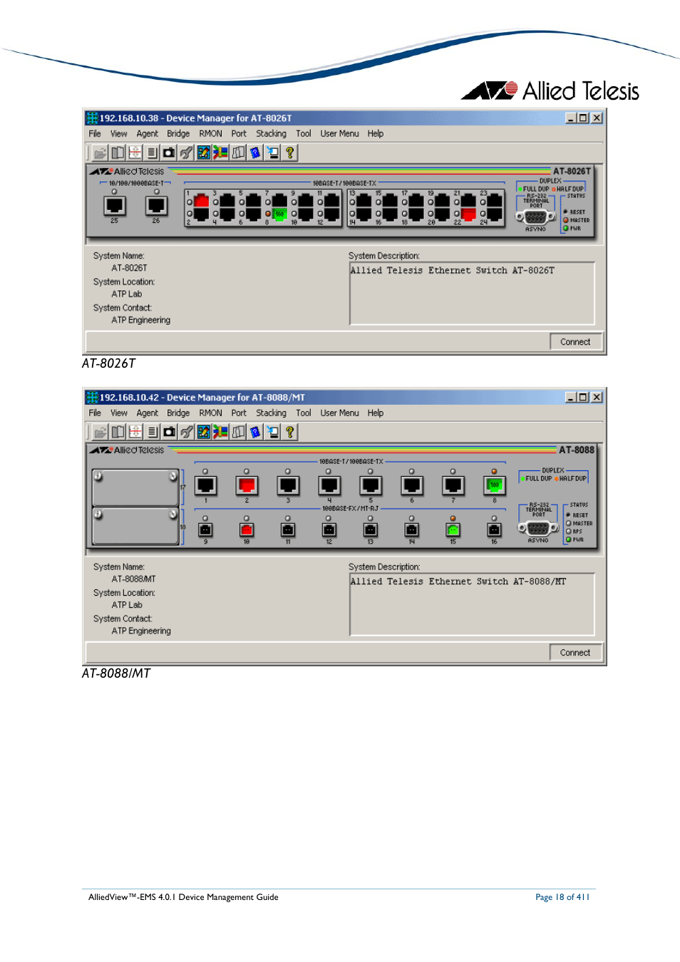 Allied Telesis AlliedView-EMS 4.0.1 DEVICE MANAGEMENT User Manual | Page 18 / 411