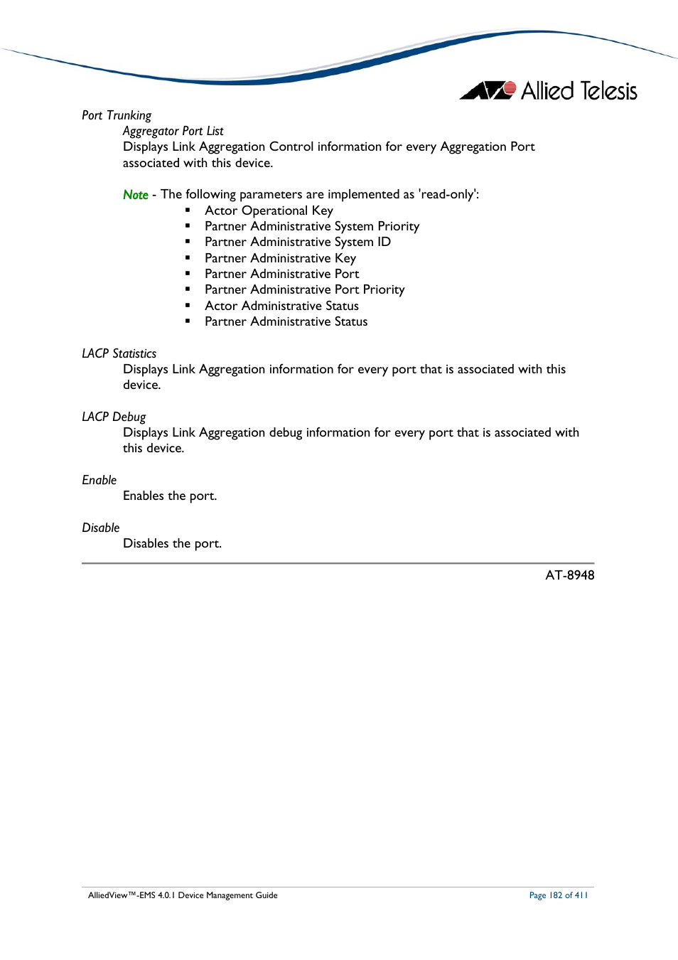 Allied Telesis AlliedView-EMS 4.0.1 DEVICE MANAGEMENT User Manual | Page 182 / 411