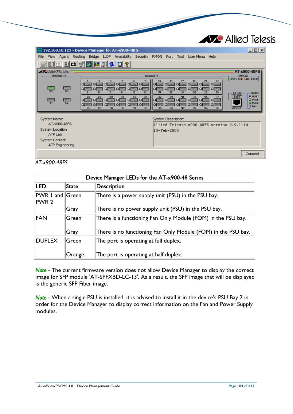 Allied Telesis AlliedView-EMS 4.0.1 DEVICE MANAGEMENT User Manual | Page 184 / 411