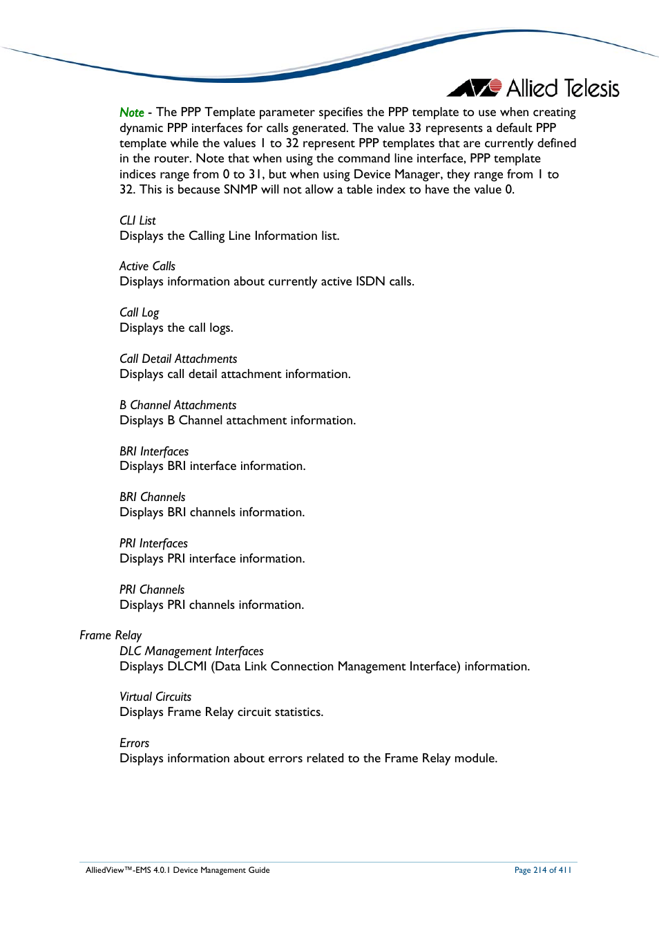 Allied Telesis AlliedView-EMS 4.0.1 DEVICE MANAGEMENT User Manual | Page 214 / 411
