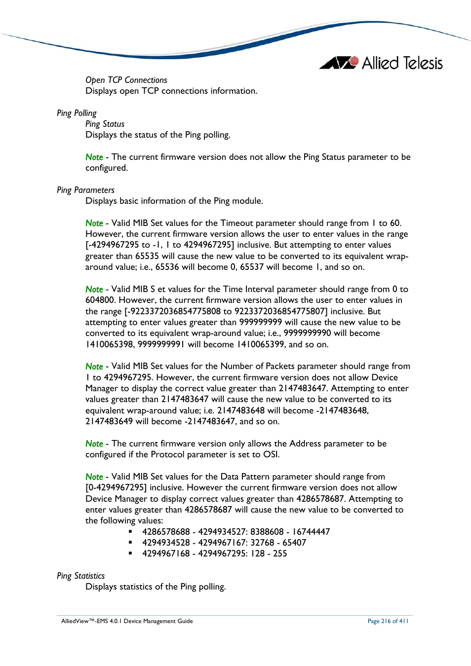 Allied Telesis AlliedView-EMS 4.0.1 DEVICE MANAGEMENT User Manual | Page 216 / 411