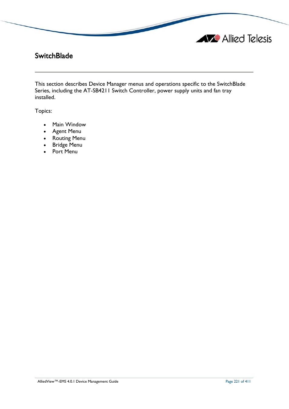 Switchblade, Witch, Lade | Allied Telesis AlliedView-EMS 4.0.1 DEVICE MANAGEMENT User Manual | Page 221 / 411