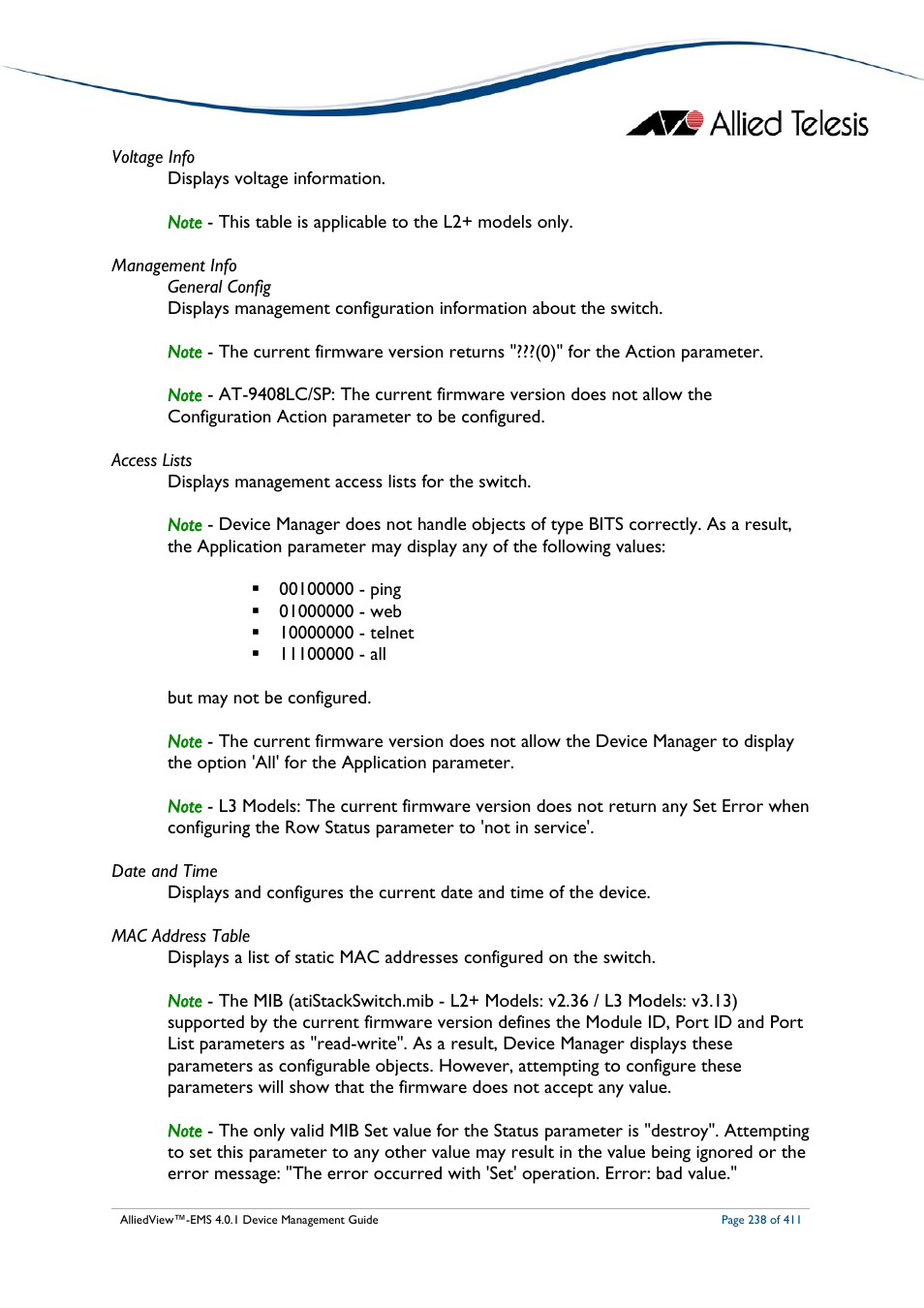 Allied Telesis AlliedView-EMS 4.0.1 DEVICE MANAGEMENT User Manual | Page 238 / 411