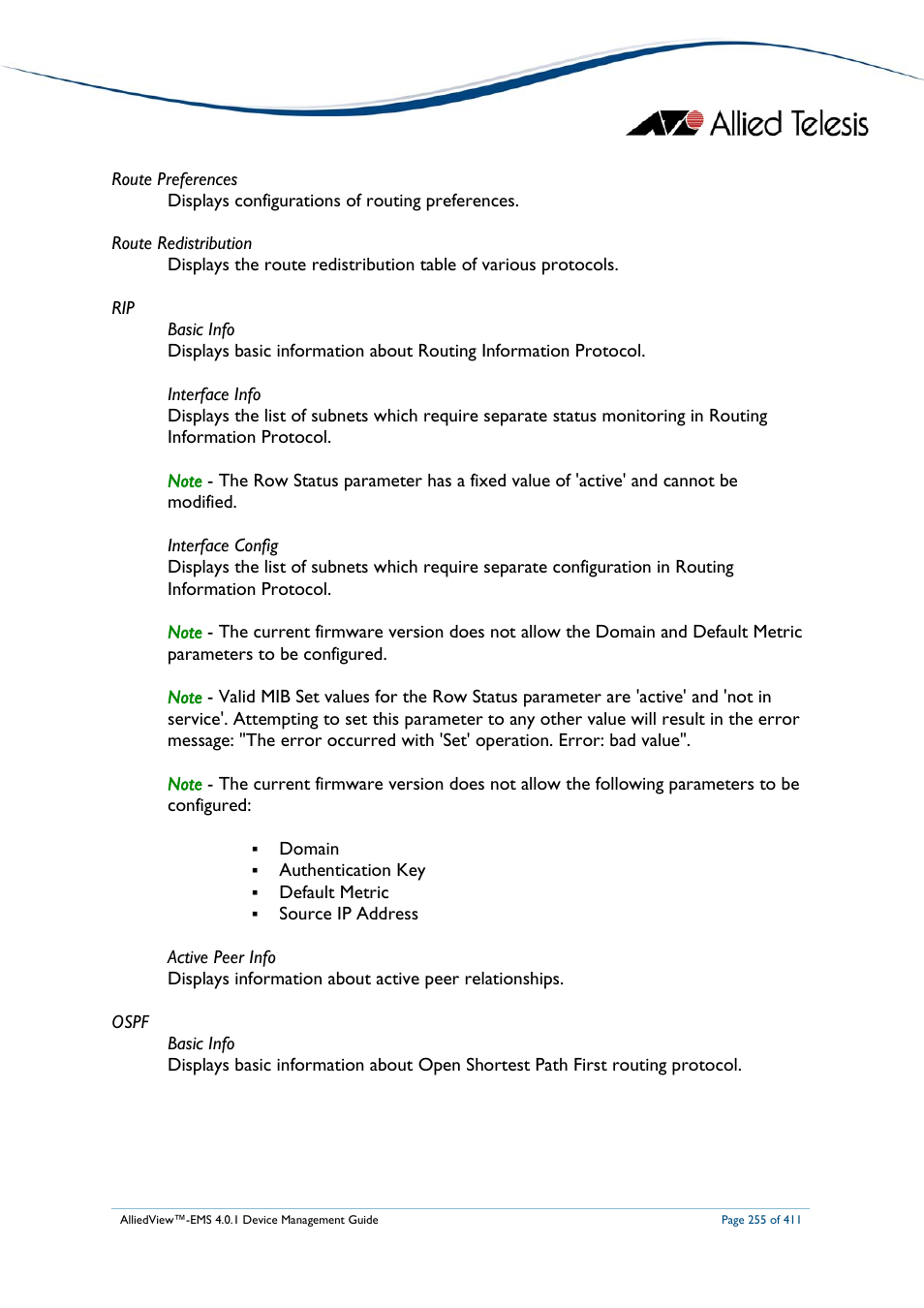 Allied Telesis AlliedView-EMS 4.0.1 DEVICE MANAGEMENT User Manual | Page 255 / 411