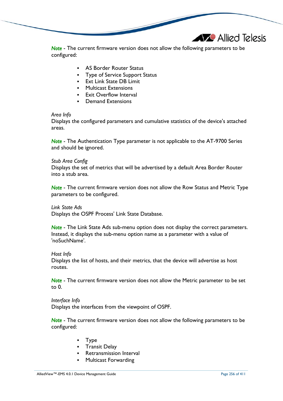 Allied Telesis AlliedView-EMS 4.0.1 DEVICE MANAGEMENT User Manual | Page 256 / 411