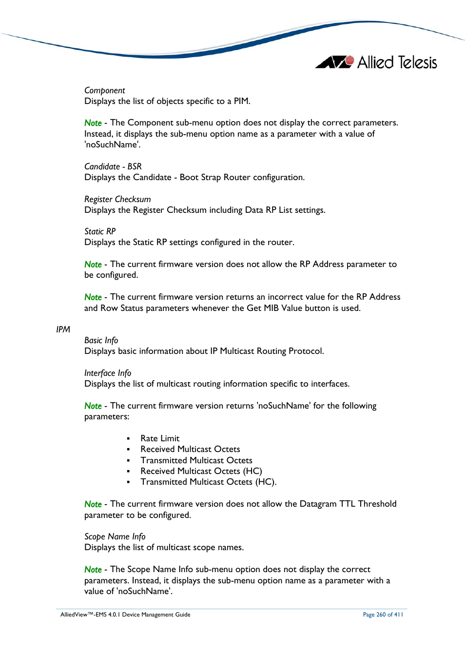 Allied Telesis AlliedView-EMS 4.0.1 DEVICE MANAGEMENT User Manual | Page 260 / 411