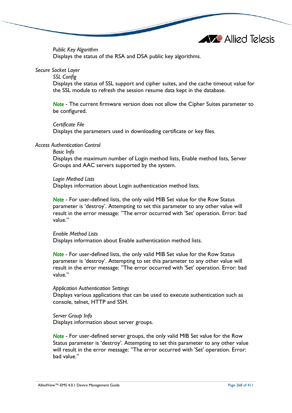 Allied Telesis AlliedView-EMS 4.0.1 DEVICE MANAGEMENT User Manual | Page 268 / 411