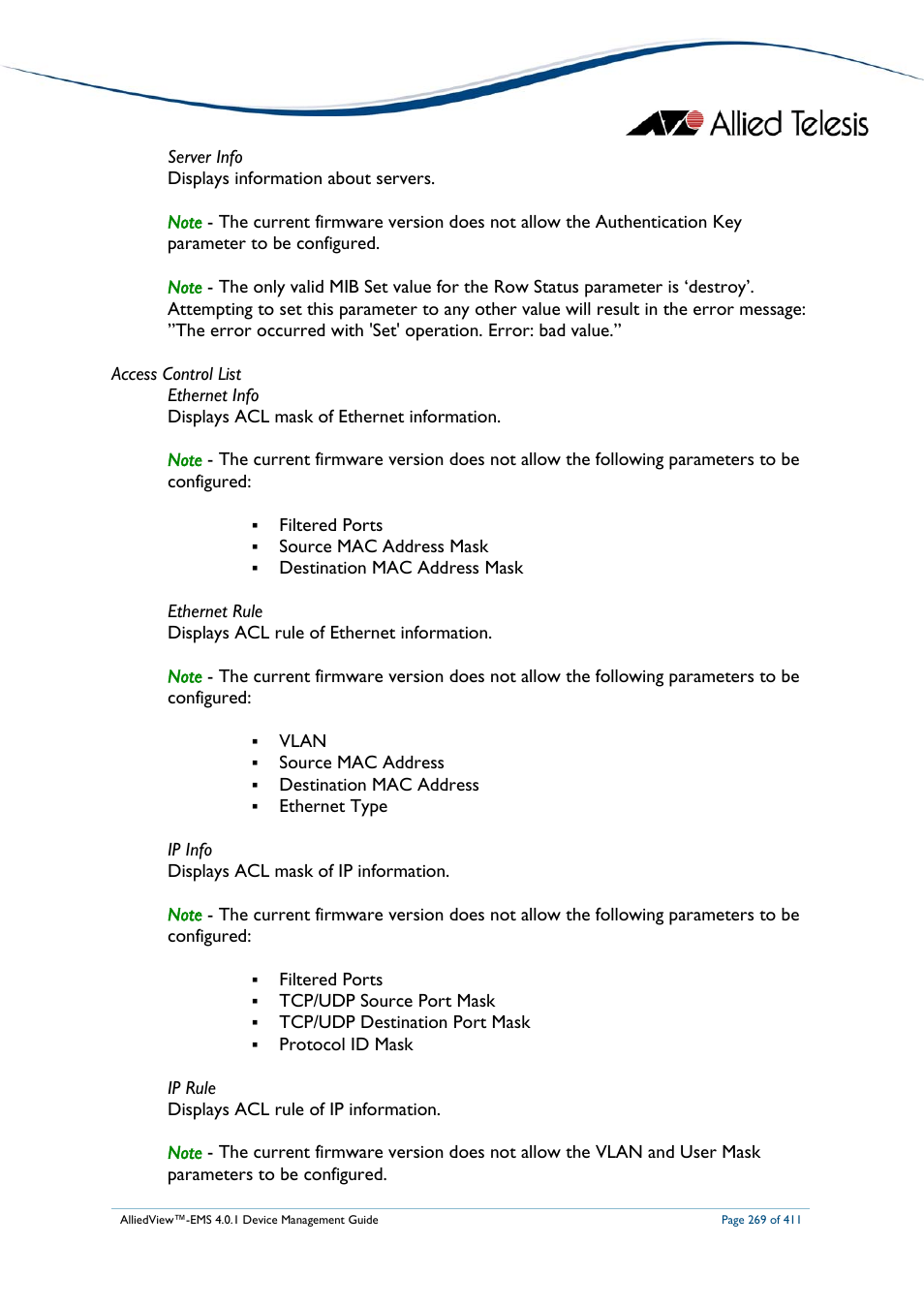 Allied Telesis AlliedView-EMS 4.0.1 DEVICE MANAGEMENT User Manual | Page 269 / 411