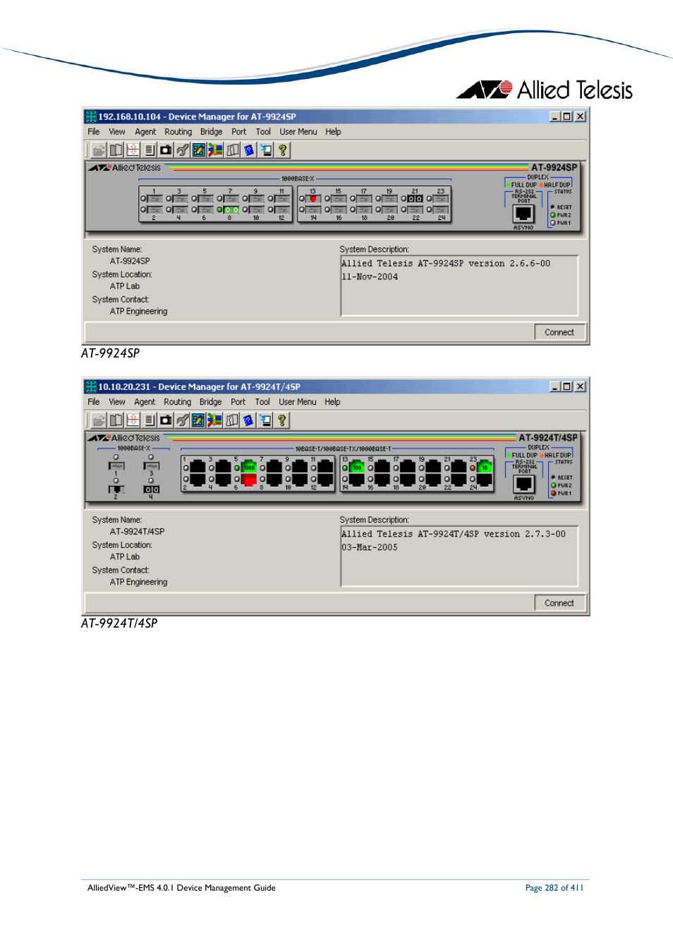 Allied Telesis AlliedView-EMS 4.0.1 DEVICE MANAGEMENT User Manual | Page 282 / 411