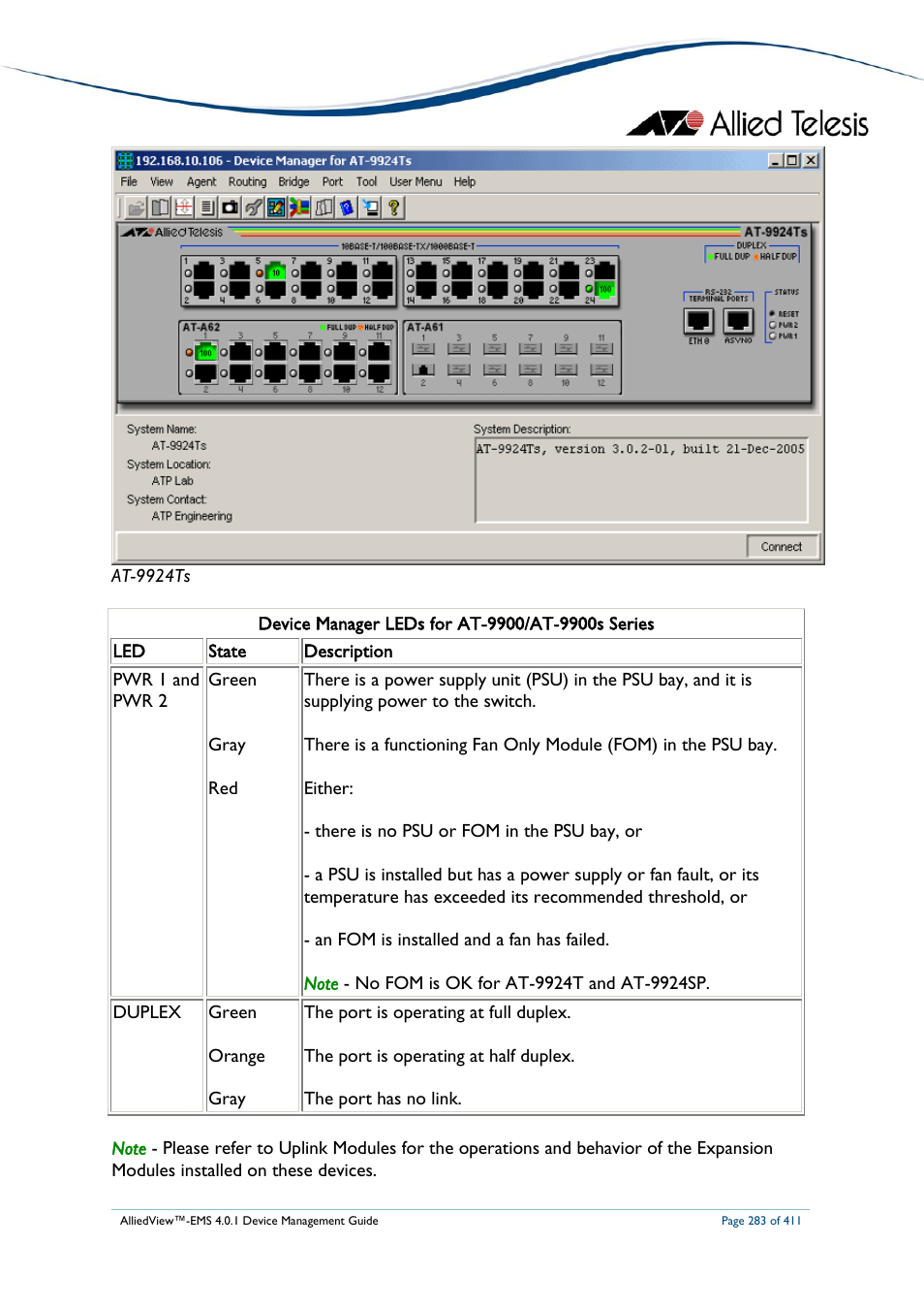 Allied Telesis AlliedView-EMS 4.0.1 DEVICE MANAGEMENT User Manual | Page 283 / 411