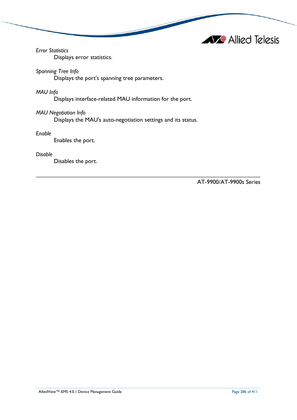 Allied Telesis AlliedView-EMS 4.0.1 DEVICE MANAGEMENT User Manual | Page 286 / 411