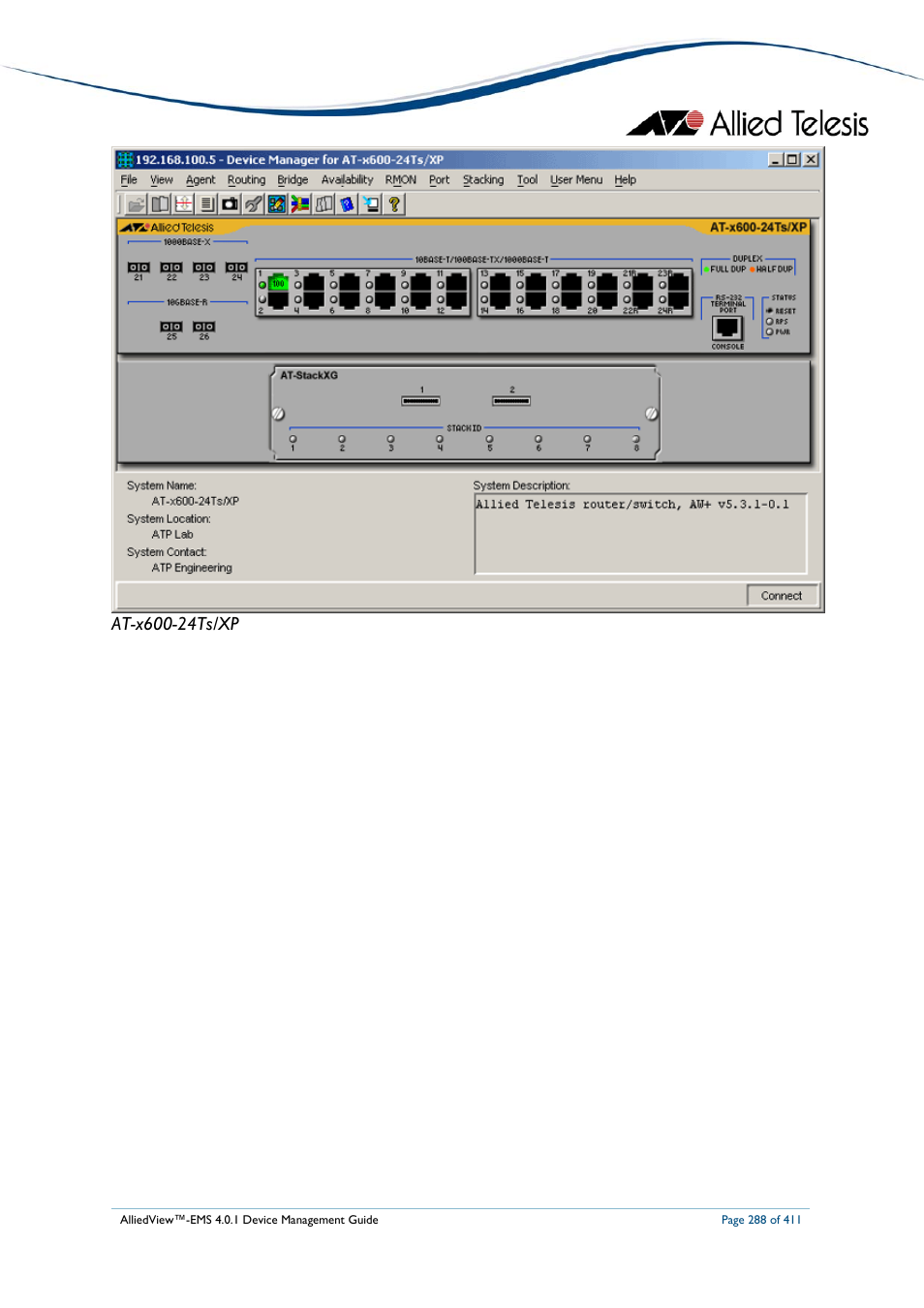 Allied Telesis AlliedView-EMS 4.0.1 DEVICE MANAGEMENT User Manual | Page 288 / 411