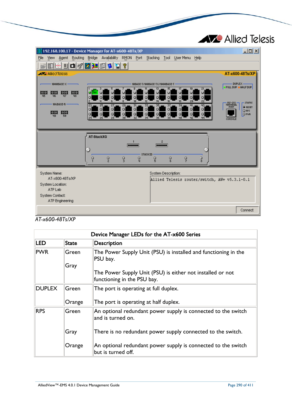 Allied Telesis AlliedView-EMS 4.0.1 DEVICE MANAGEMENT User Manual | Page 290 / 411