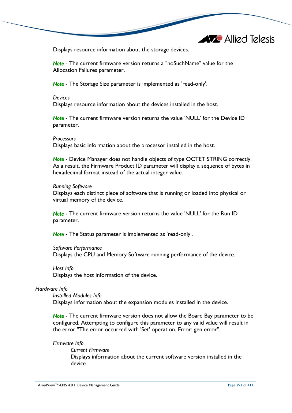 Allied Telesis AlliedView-EMS 4.0.1 DEVICE MANAGEMENT User Manual | Page 293 / 411