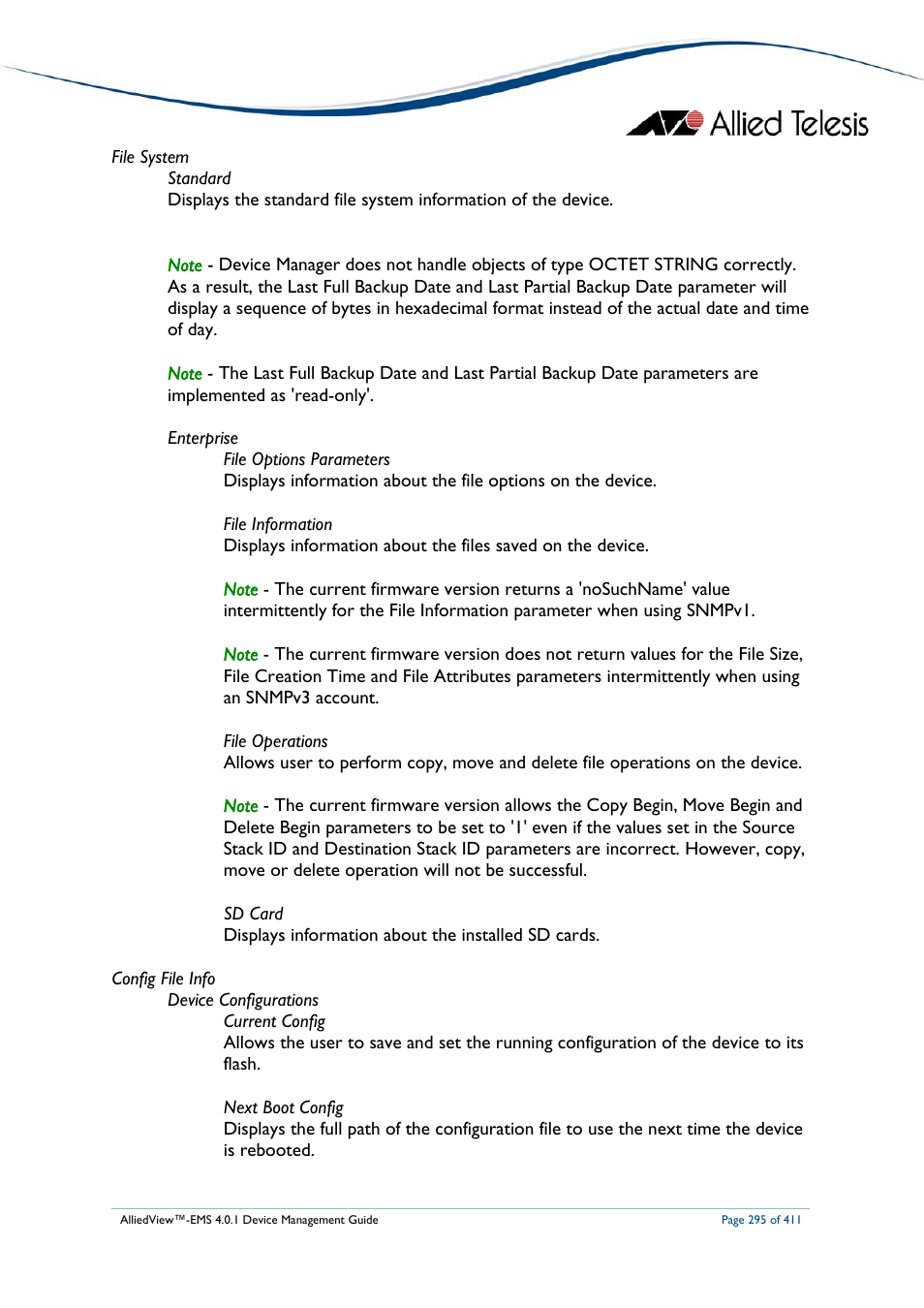 Allied Telesis AlliedView-EMS 4.0.1 DEVICE MANAGEMENT User Manual | Page 295 / 411