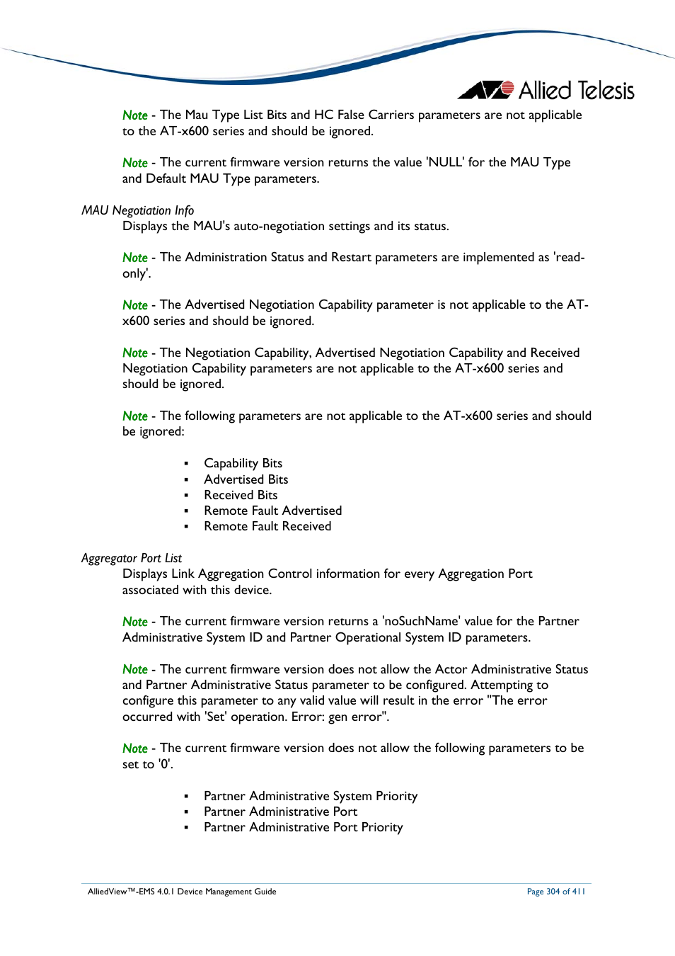 Allied Telesis AlliedView-EMS 4.0.1 DEVICE MANAGEMENT User Manual | Page 304 / 411