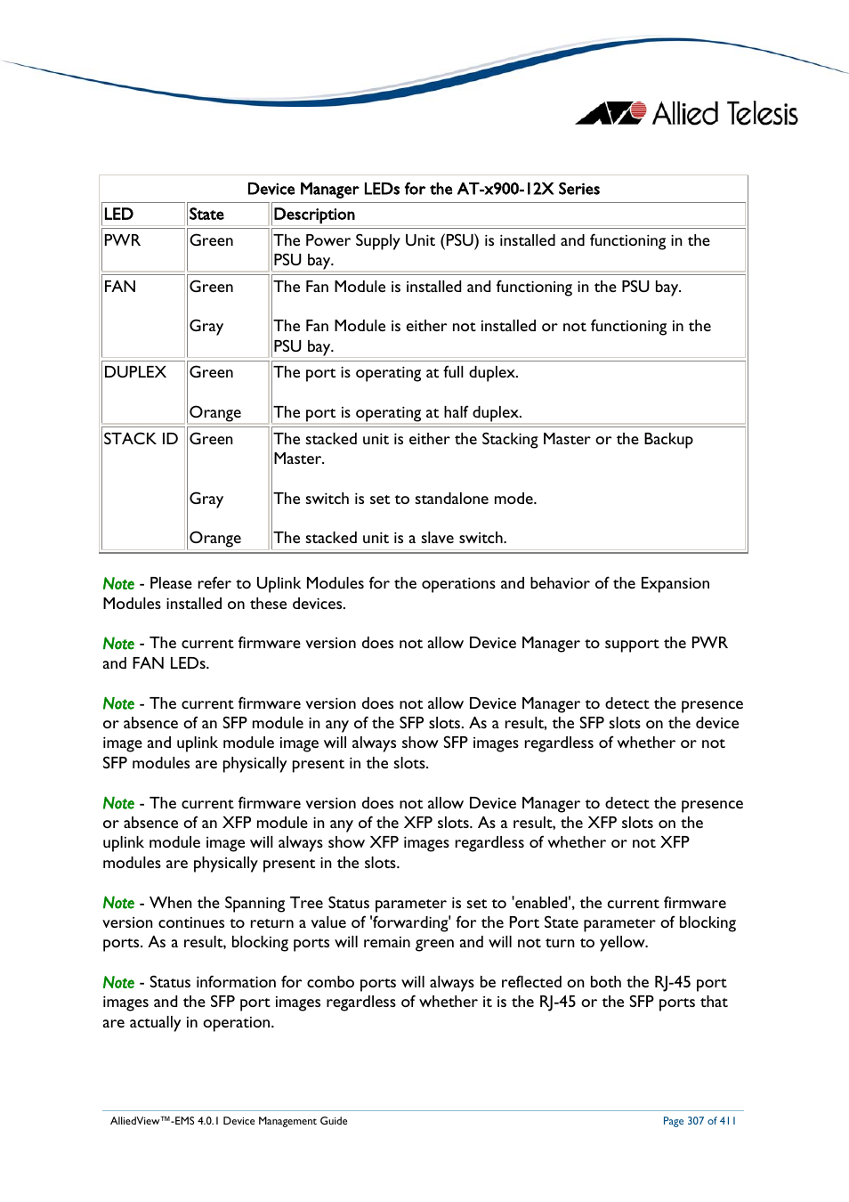 Allied Telesis AlliedView-EMS 4.0.1 DEVICE MANAGEMENT User Manual | Page 307 / 411