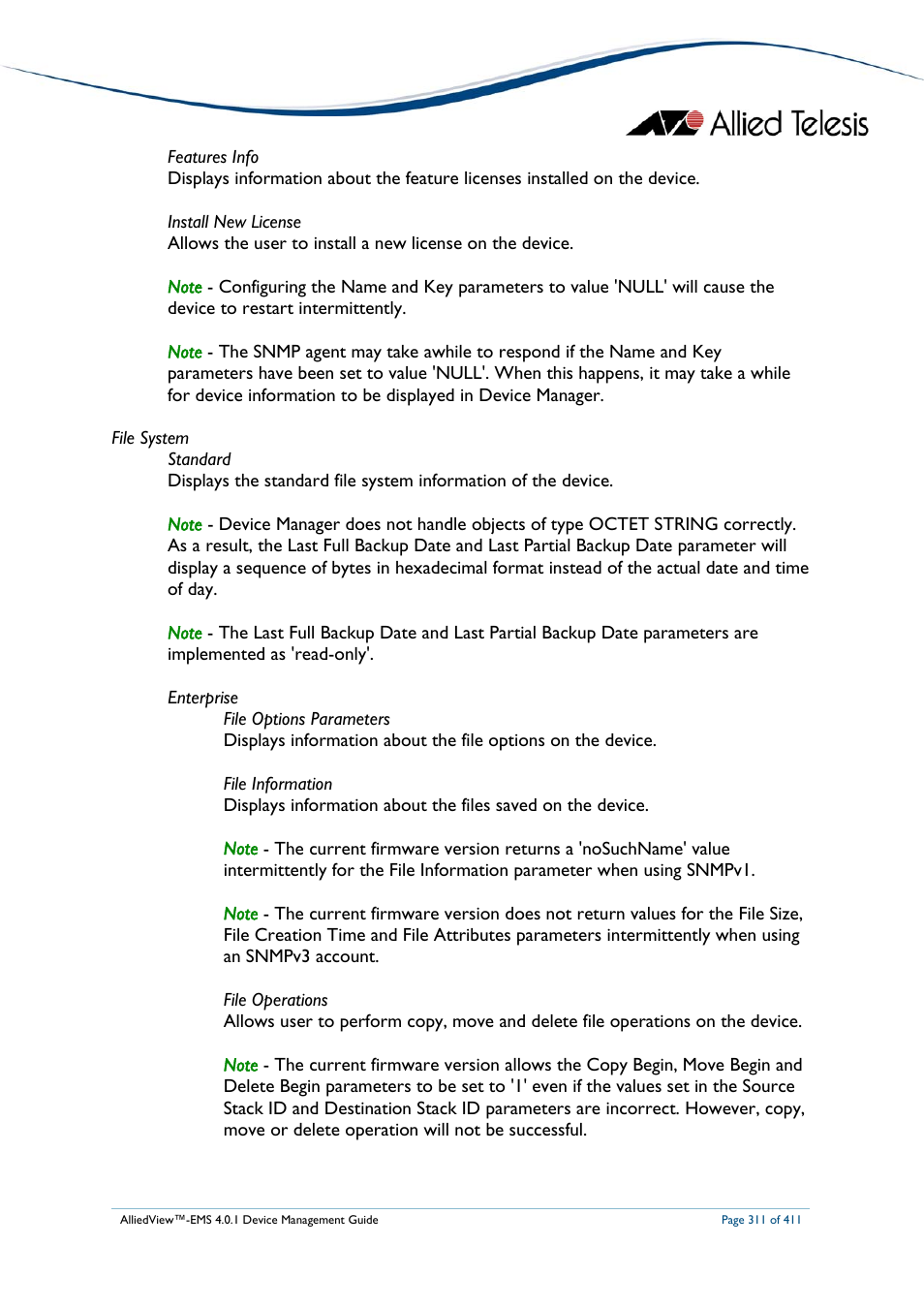 Allied Telesis AlliedView-EMS 4.0.1 DEVICE MANAGEMENT User Manual | Page 311 / 411