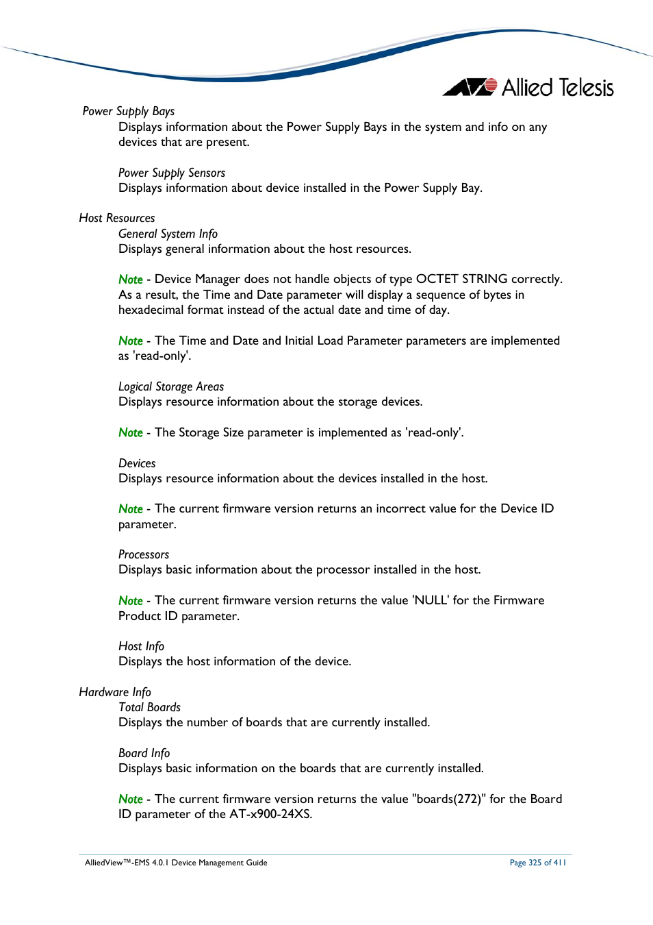 Allied Telesis AlliedView-EMS 4.0.1 DEVICE MANAGEMENT User Manual | Page 325 / 411