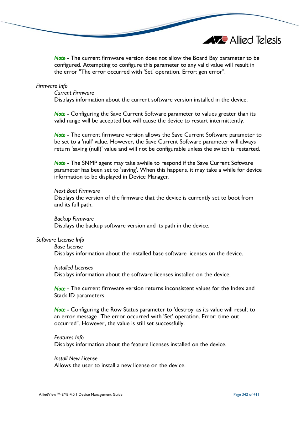 Allied Telesis AlliedView-EMS 4.0.1 DEVICE MANAGEMENT User Manual | Page 342 / 411