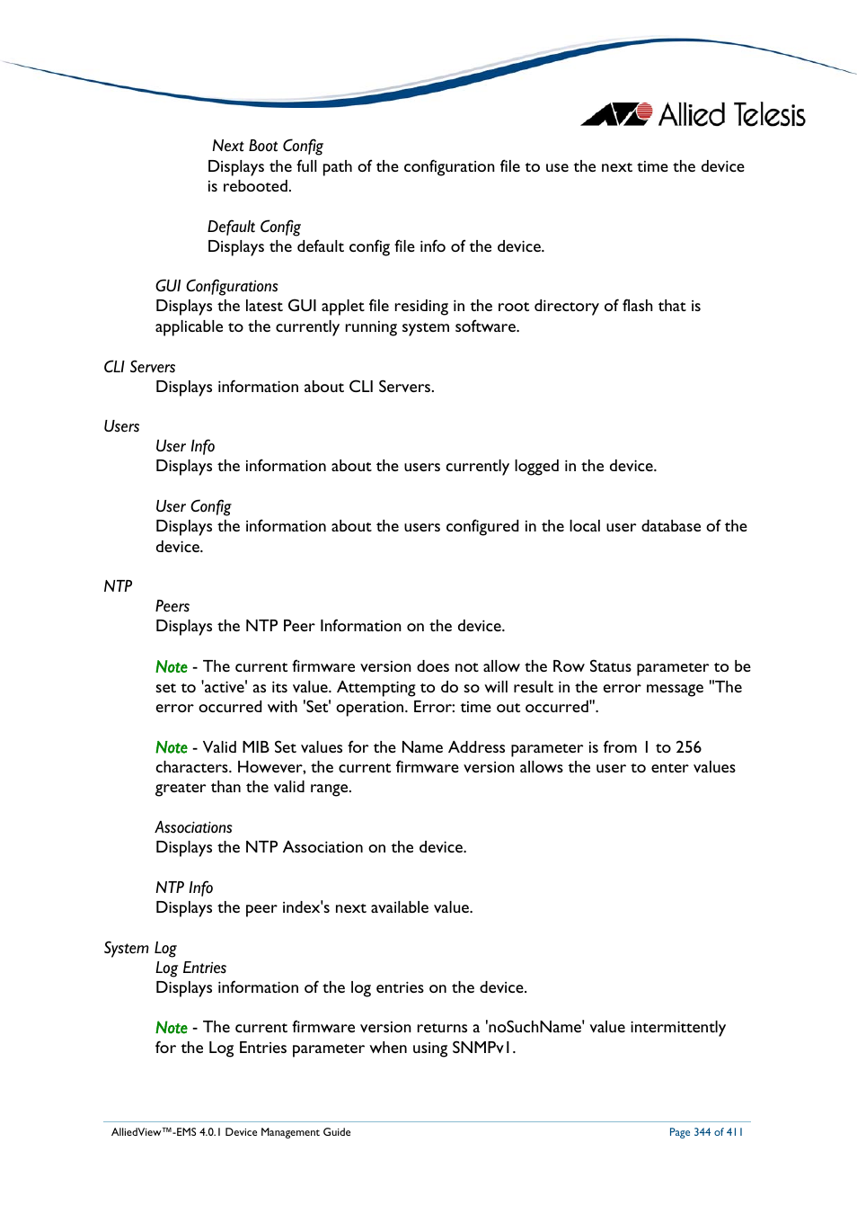 Allied Telesis AlliedView-EMS 4.0.1 DEVICE MANAGEMENT User Manual | Page 344 / 411