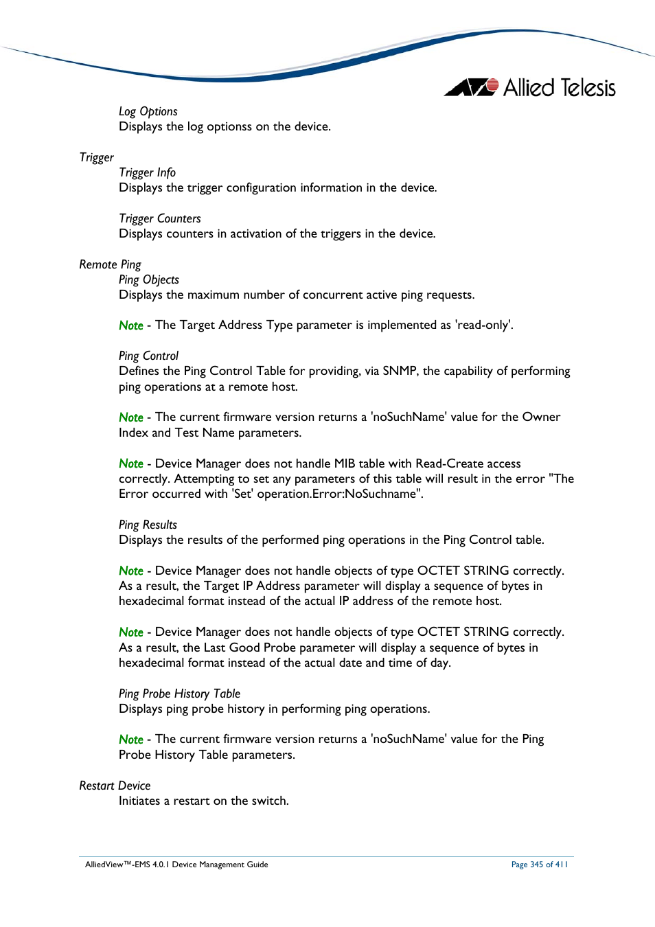Allied Telesis AlliedView-EMS 4.0.1 DEVICE MANAGEMENT User Manual | Page 345 / 411