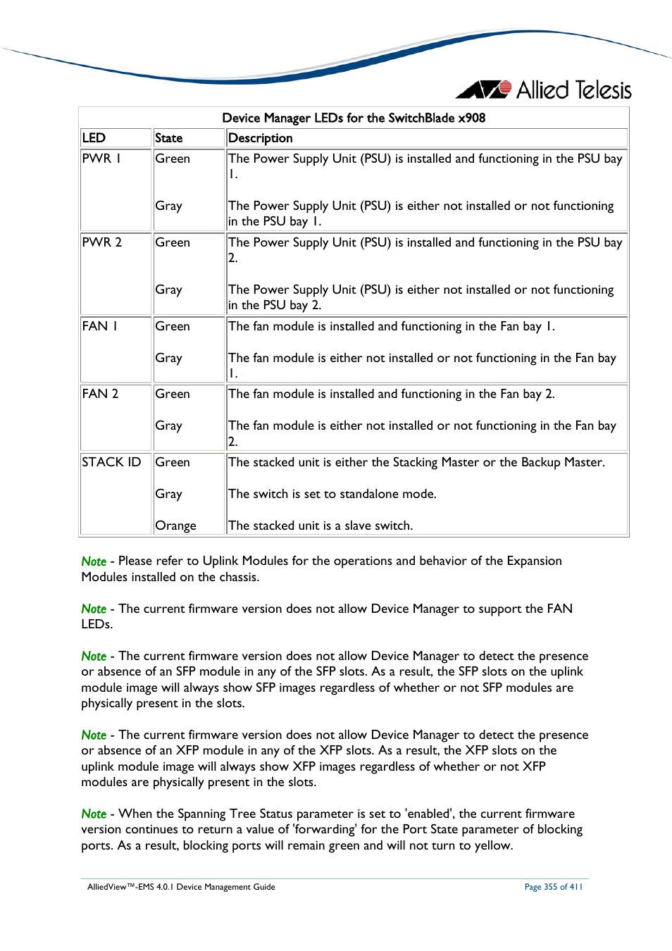 Allied Telesis AlliedView-EMS 4.0.1 DEVICE MANAGEMENT User Manual | Page 355 / 411