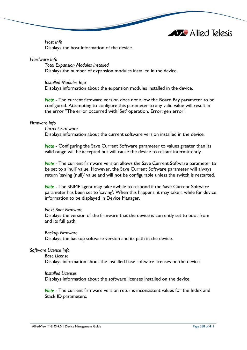 Allied Telesis AlliedView-EMS 4.0.1 DEVICE MANAGEMENT User Manual | Page 358 / 411