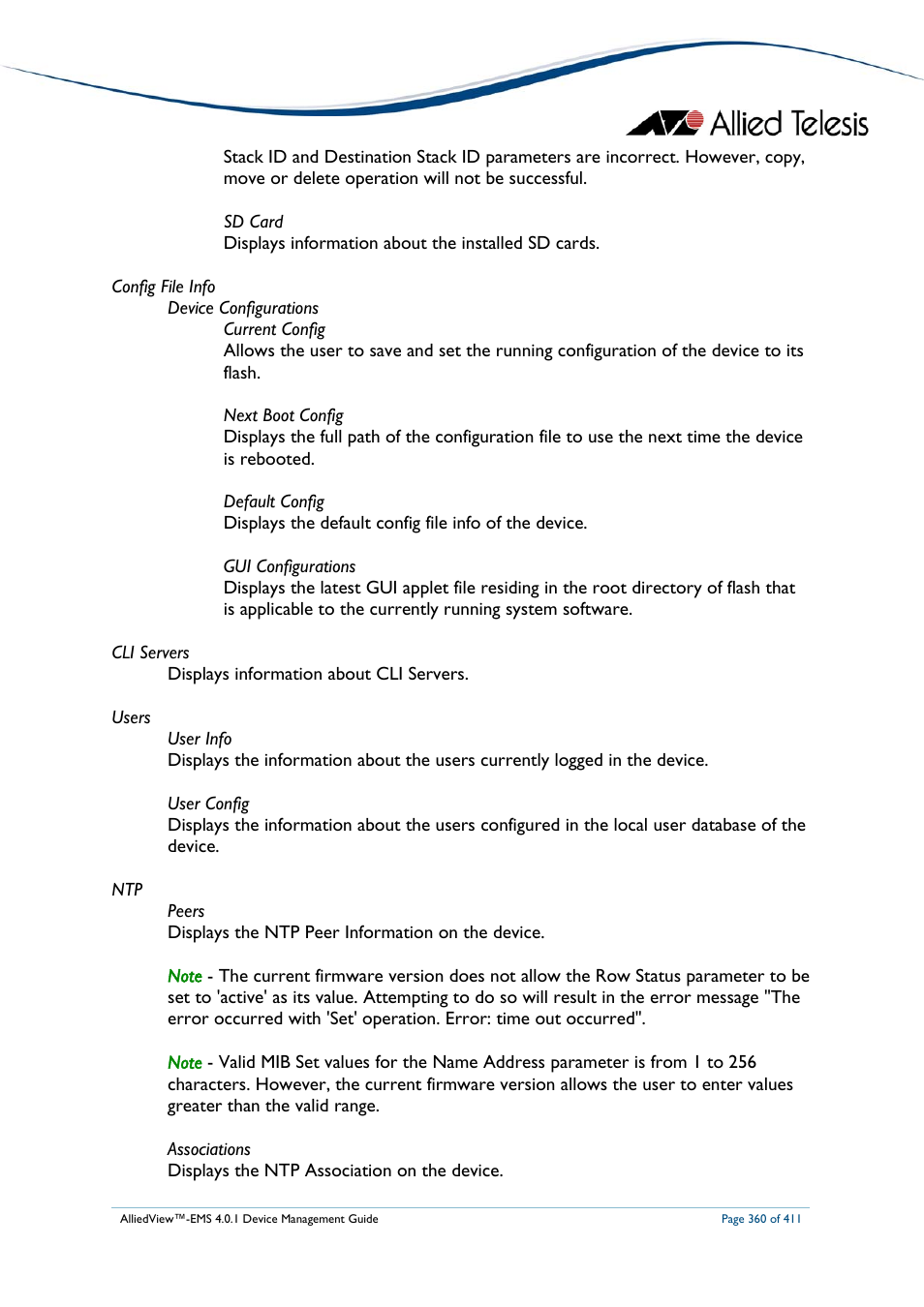 Allied Telesis AlliedView-EMS 4.0.1 DEVICE MANAGEMENT User Manual | Page 360 / 411