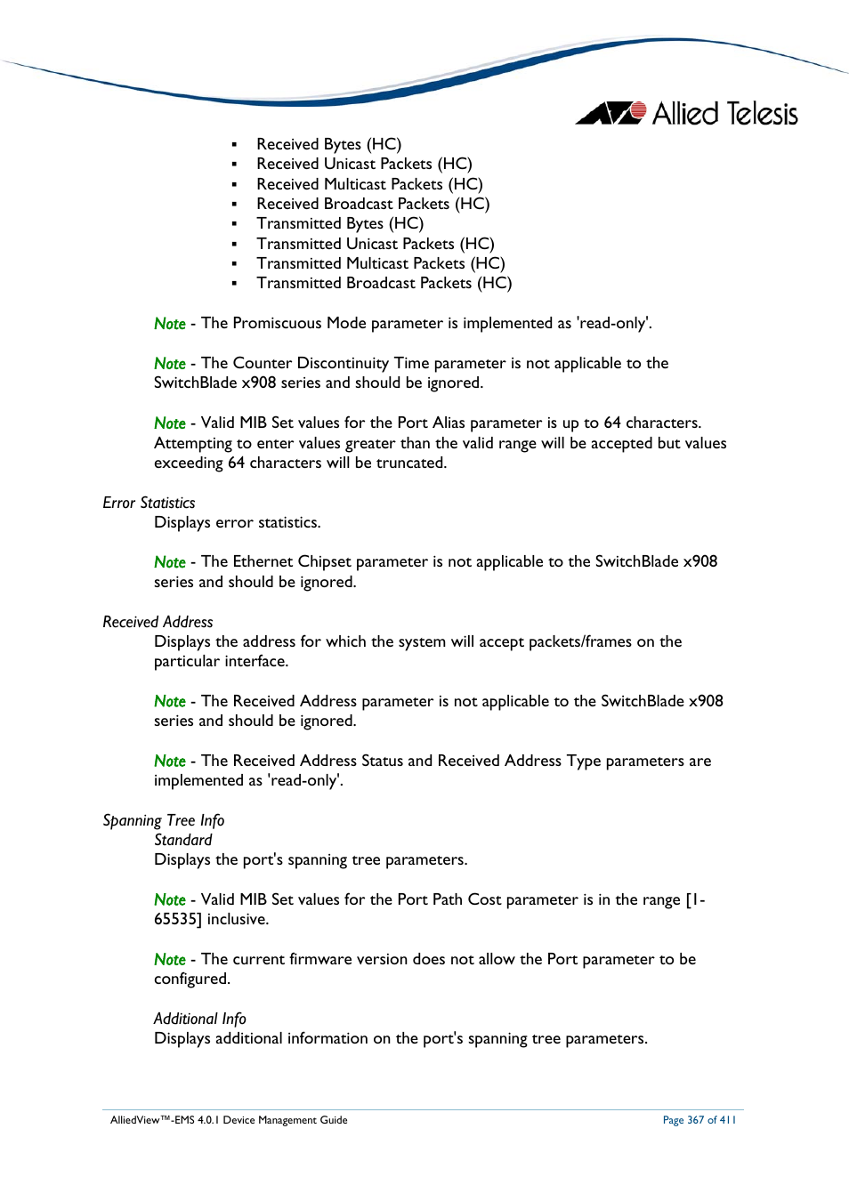 Allied Telesis AlliedView-EMS 4.0.1 DEVICE MANAGEMENT User Manual | Page 367 / 411