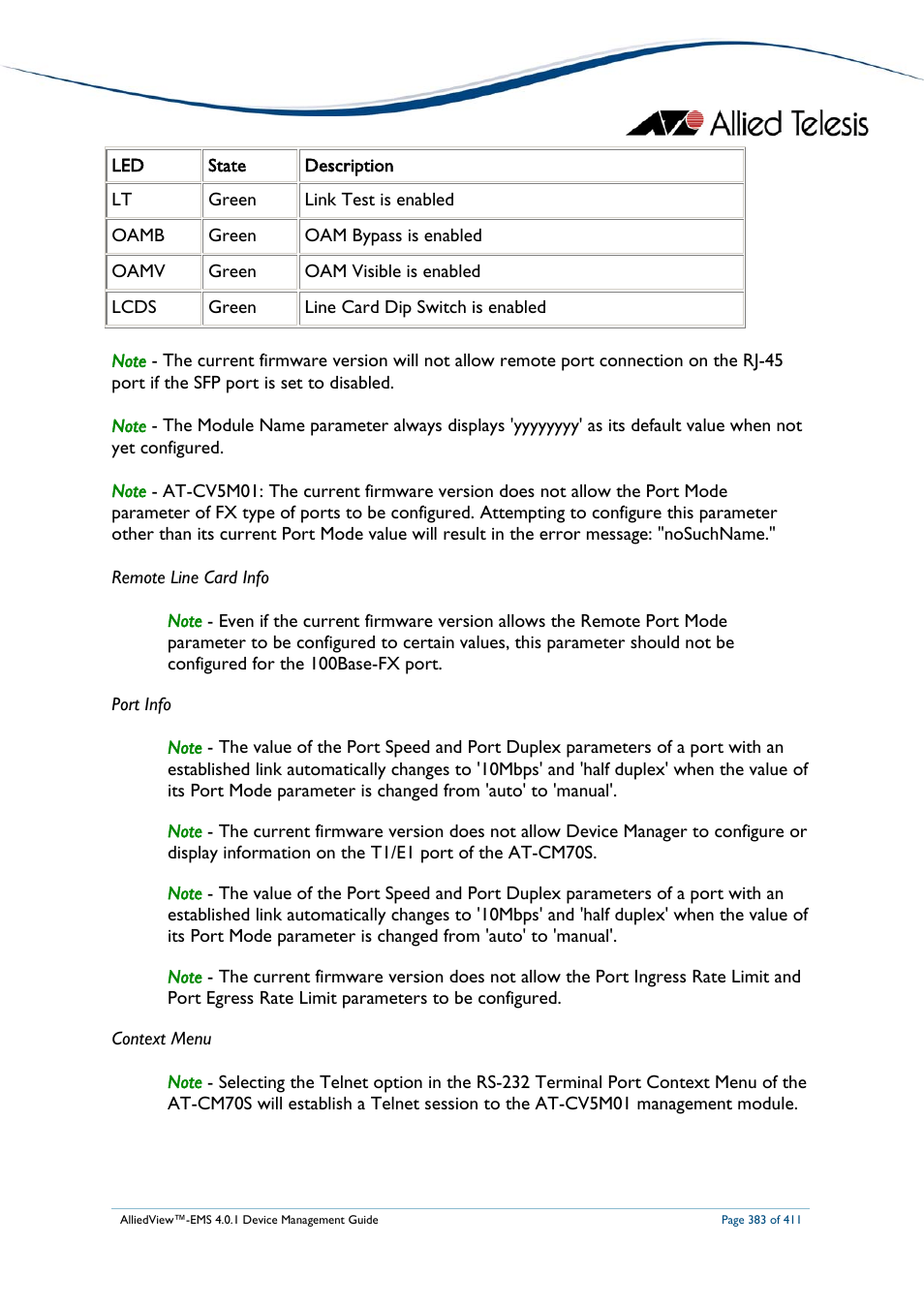 Allied Telesis AlliedView-EMS 4.0.1 DEVICE MANAGEMENT User Manual | Page 383 / 411