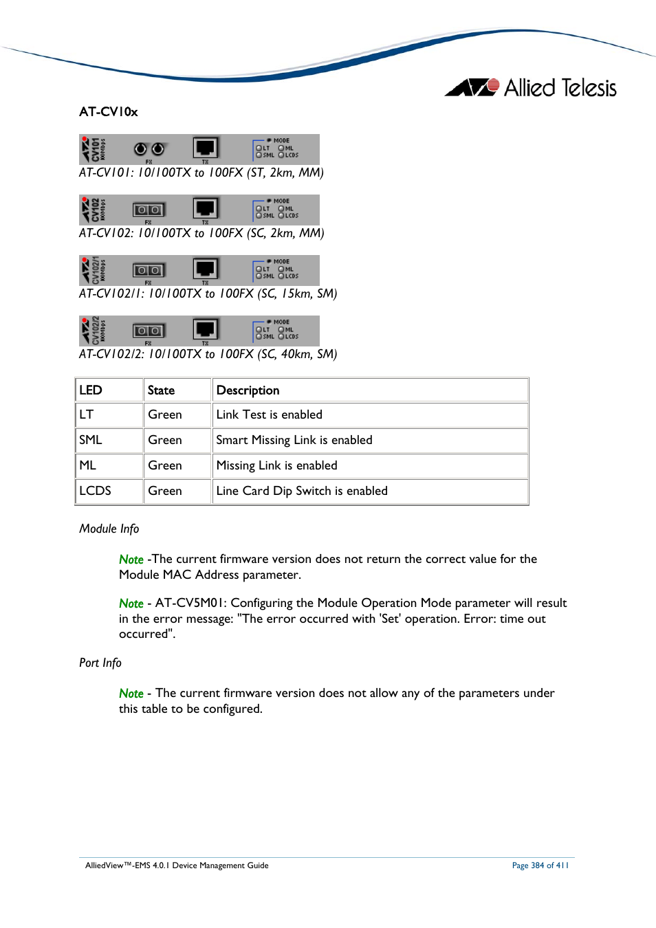 Allied Telesis AlliedView-EMS 4.0.1 DEVICE MANAGEMENT User Manual | Page 384 / 411