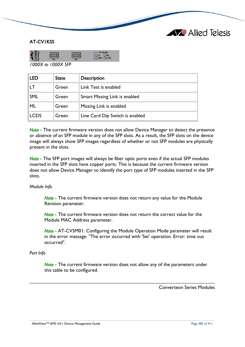 Allied Telesis AlliedView-EMS 4.0.1 DEVICE MANAGEMENT User Manual | Page 385 / 411