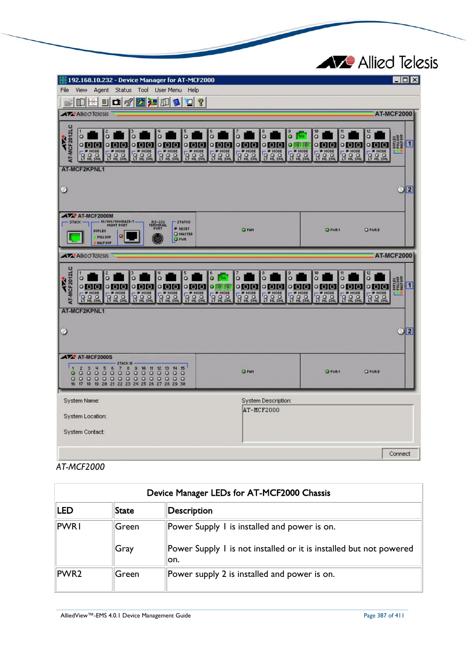 Allied Telesis AlliedView-EMS 4.0.1 DEVICE MANAGEMENT User Manual | Page 387 / 411