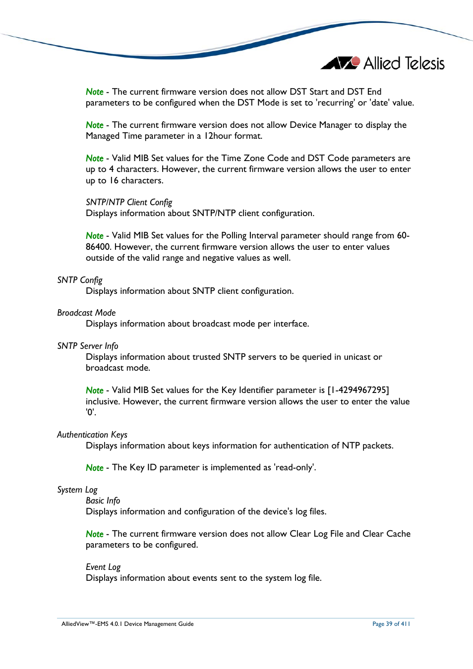Allied Telesis AlliedView-EMS 4.0.1 DEVICE MANAGEMENT User Manual | Page 39 / 411
