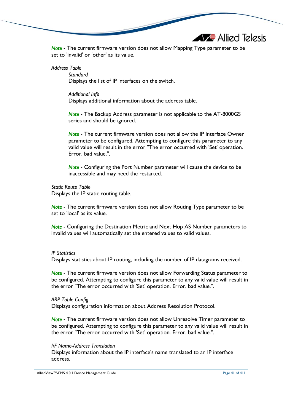 Allied Telesis AlliedView-EMS 4.0.1 DEVICE MANAGEMENT User Manual | Page 41 / 411