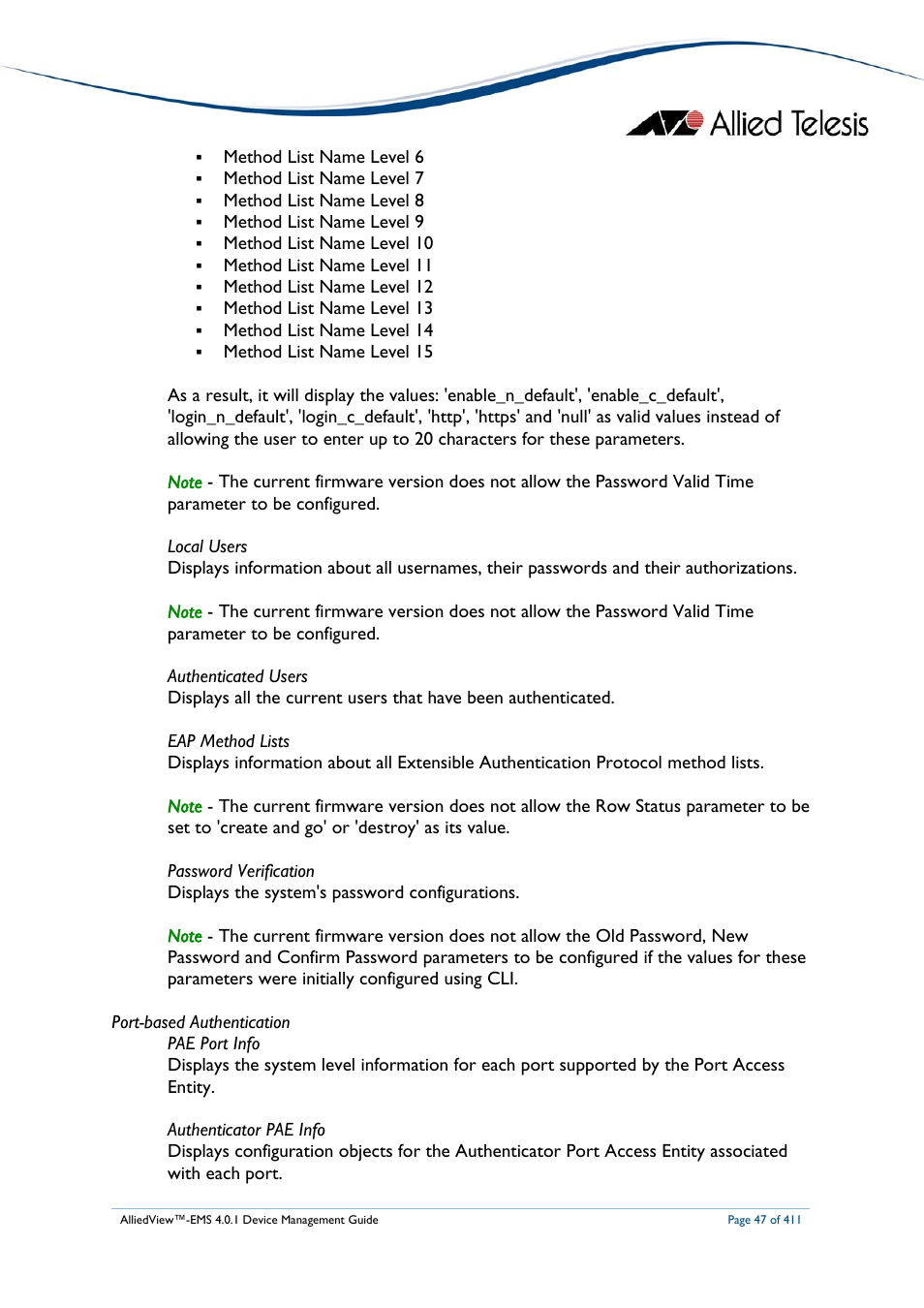 Allied Telesis AlliedView-EMS 4.0.1 DEVICE MANAGEMENT User Manual | Page 47 / 411