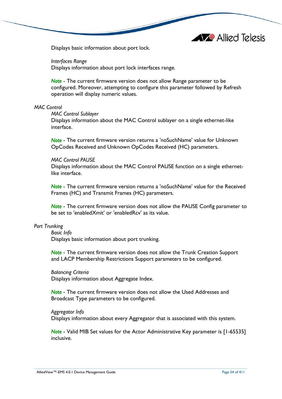 Allied Telesis AlliedView-EMS 4.0.1 DEVICE MANAGEMENT User Manual | Page 54 / 411