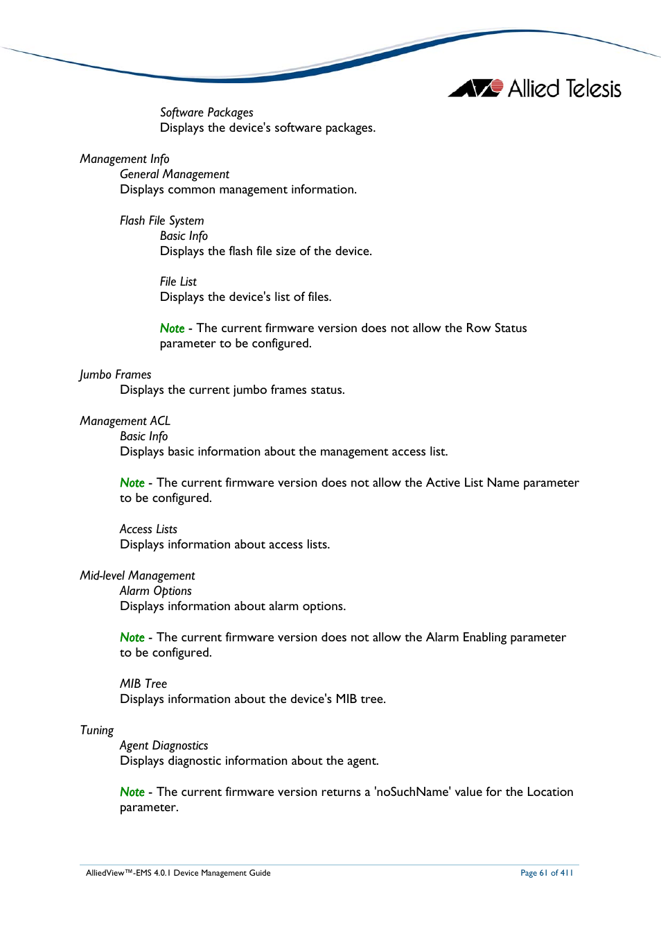 Allied Telesis AlliedView-EMS 4.0.1 DEVICE MANAGEMENT User Manual | Page 61 / 411