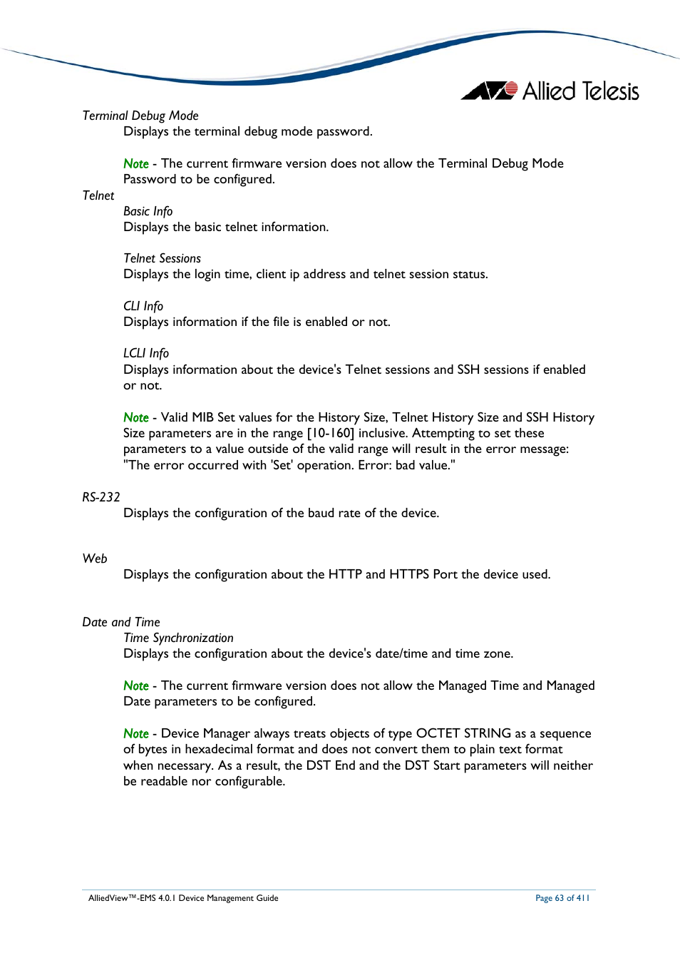 Allied Telesis AlliedView-EMS 4.0.1 DEVICE MANAGEMENT User Manual | Page 63 / 411